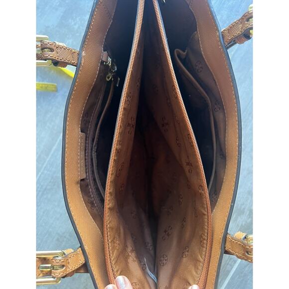 TORY BURCH York Buckle Tote Brown Saffiano Leather Carryall Shoulder Bag Classic - Picture 12 of 12
